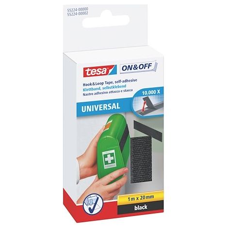 Ruban auto-agrippant Tesa, 20mm x 1m, Noir ( Prix pour 1 ) (1/5)