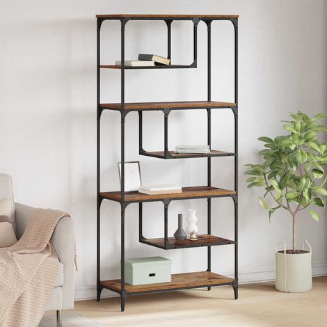 vidaXL Bookcase 6-Tier 81 x 36 x 176 cm Engineered Wood Old Wood (1/5)