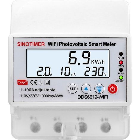 Disjoncteur Intelligent WiFi Tuya avec Compteur d'Énergie Bidirectionnel Télécommande, Protection Surtension/Sous-tension, Minuterie, 1-100A 230V Monophasé pour Solaire et Maison-Trywise (1/4)