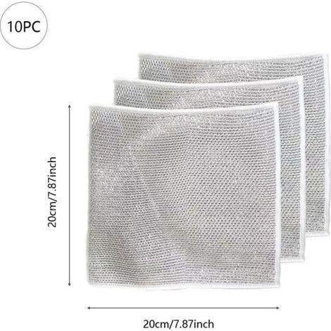 Chiffon En Fil Métallique - Nettoyage Anti-Rayures Pour Vaisselle Éviers Cuisinières - 10 Pièces (1/4)