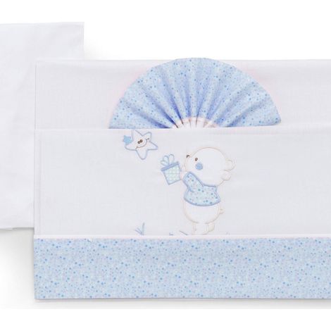 Italbaby Bettwäsche-Set für Kinderbett 3-teilig Bär Blau 100% Baumwolle