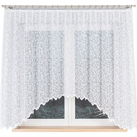 ZUZANNA - Tenda jacquard pronta all'uso con taglio in basso - 300x160 cm - bianco (1/5)