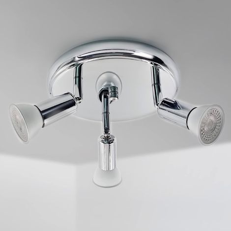 Plafonnier 3 LED avec Trois Bras, Plafonnier Orientable Fourni avec 3 ampoules GU10 5W 430LM Blanc Chaud 3000K, Idéal pour Chambre, Cuisine, Salon de Plafonnier Spot (1/5)
