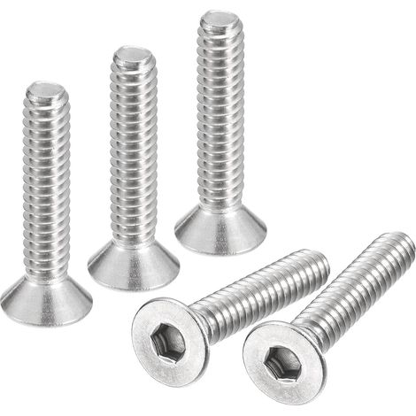 10-24x1" Plat Fraisée Tête Douille Capuchon Vis, 10pcs 304 Inox Acier Hex Douille Plat Tête Vis, Complet Filetage, Fraisé Boulons (1/5)
