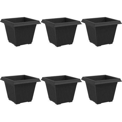 Maison Exclusive - Quadratischer Blumentopf 6 pcs Schwarz 38 x 38