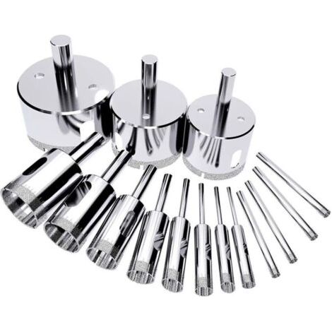 15 forets diamantés, scies cloches, scies cloches, forets diamantés, scie cloche diamantée, carreaux pour verre, céramique, (1/4)