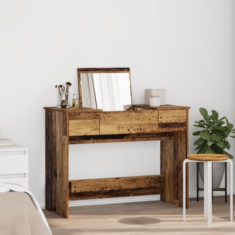 vidaXL Cosmetic Table with Drawer with Mirror Old Wood 100 x 45 x76 cm