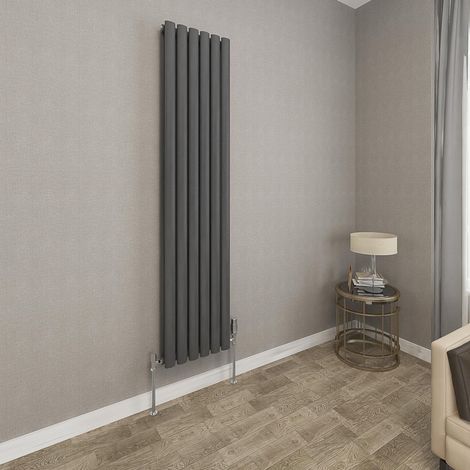 1600x354mm Anthracite Double Oval Column Radiator Vertical Modern Central Heating Radiators
