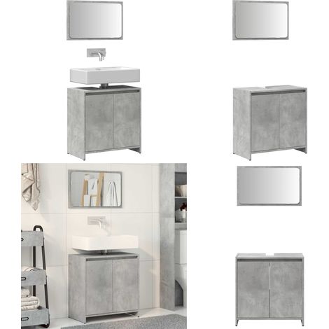 vidaXL Ensemble de meubles de salle de bain 2 pcs gris béton (1/5)