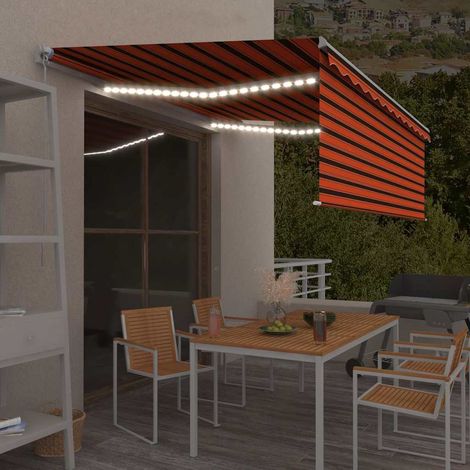 vidaXL Toldo retráctil manual con persiana y LED naranja/marrón 4,5x3m (1/5)