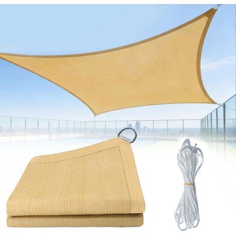Voile d'ombrage rectangulaire 2x2m en HDPE Anti-UV, Respirant et résistant, Filet d'ombrage avec Cordes incluses, Installation Facile, Voile ombrage pour terrasse, Jardin, pergola et Piscine (Beige) (1/5)