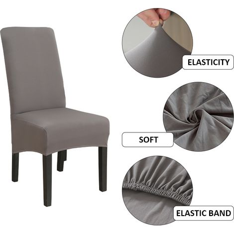 Lot de 6 housses de chaise extensibles universelles en microfibre lavable, protection de sièges (1/4)