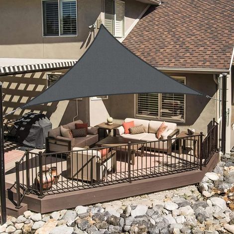 Voile d'ombrage Triangulaire 2x2x2m Imperméable à l'eau PES Toile d'ombrage Anthracite avec 95% de Protection UV pour Patio Extérieur Jardin (1/3)