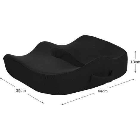 Coussin d'assise ergonomique, housse respirante et antidérapante, 44 x 39 x 13 cm, noir (1/5)