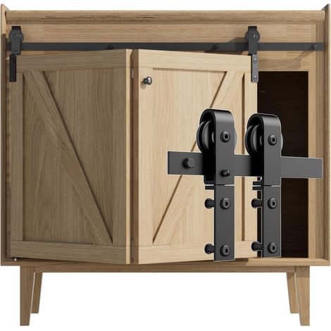 4FT/48" Mini Sliding Door Hardware for Single Door TV Cabinet Small Cabinet Folding Door Hardware Kit (No Cabinet Doors) (1/5)