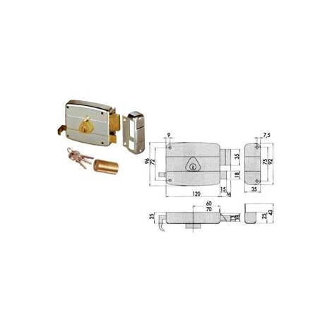SERRATURA APPLICARE CATENACCIO E SCROCCO DOPPIO CILINDRO FISSO 50421  mm.70 SX (50421702)    CISA
