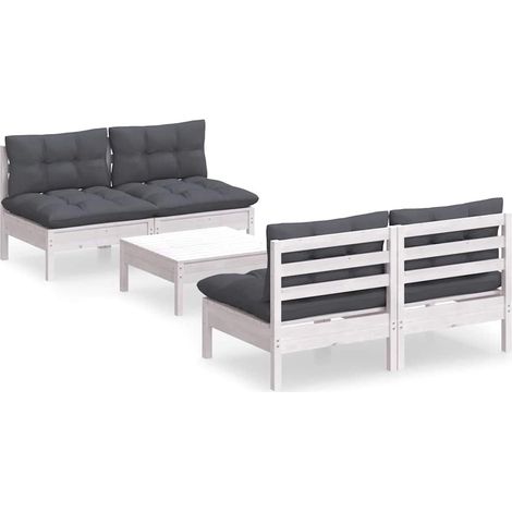 Maison Exclusive - 5-tlg. Garten-Lounge-Set mit Anthrazit Kissen (1/5)