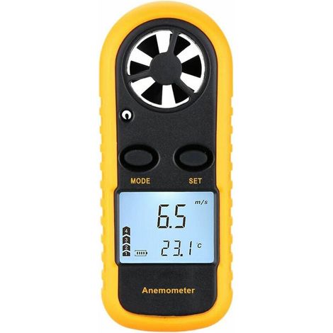 SHINING HOUSE Mini-LCD-Digital-Anemometer, Windgeschwindigkeit, Luftgeschwindigkeit, Temperaturmessung mit Hintergrundbeleuchtung, 1 Stück (1/4)