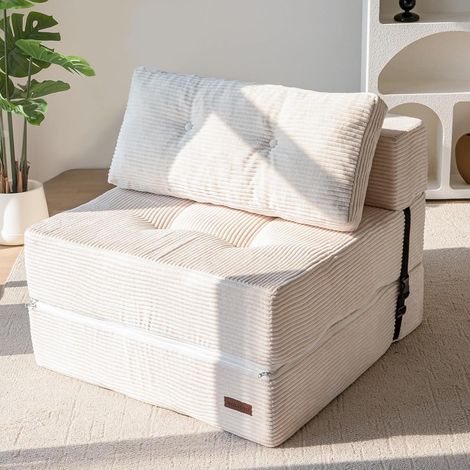 Klappsofa mit Schlaffunktion, 4-in-1 Schlafsofa mit hochdichtem Schaum, Creme (1/5)