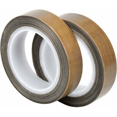 2 Rouleau de Ruban Adhésif de PTFE, Bande de Téflon, Haute Température Ruban, -100℃ - +260℃ Ruban Adhésif de Tissu de Verre Enduit PTFE, (13mm x 10m + 13mm x 10m) (1/4)
