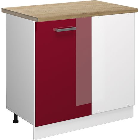 Mobile ad angolo cucina R-Line, Rosso bordeaux lucido, 86 cm , PL Rovere, Vicco