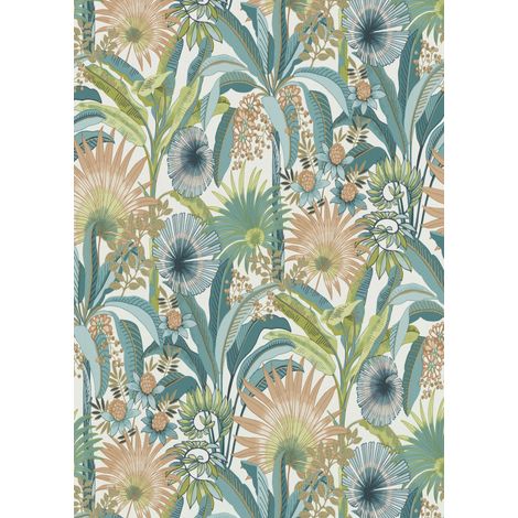 Erismann Rauhfaser-Vliestapete Martinique Floral türkis 10,05 x 0,53 m (1/3)