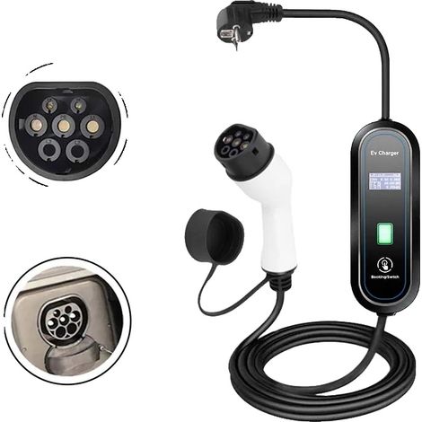 Chargeur EV Portable, Courant de Charge Ajustable de 16A, Design Étanche IP66 (1/2)