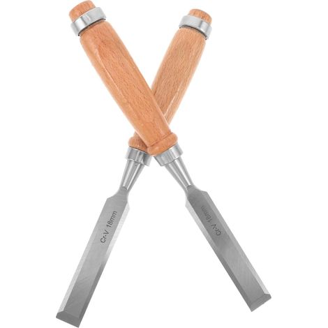 2 Pièces Ciseau à Bois Plat à Manche Bois, Lame Forgée 18 Mm (1/5)