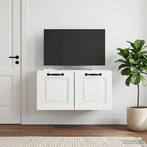 Wandmontierter TV-Schrank Hochglanz Weiß 59,5 x 41 x 30 cm (1/5)