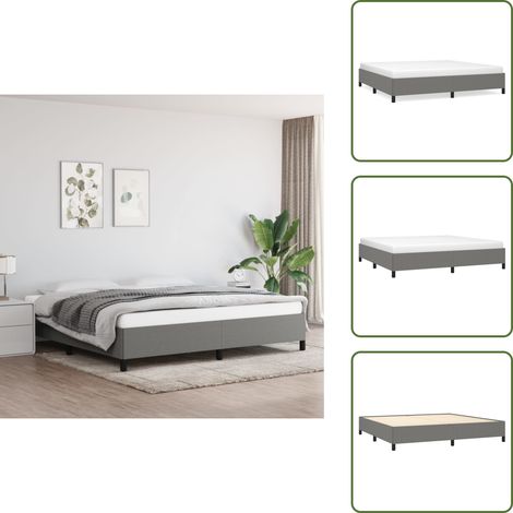 Bettgestell ohne Matratze Dunkelgrau 200x200 cm Stoff - Bettrahmen - Doppelbett - Boxspringbetten - Lattenrost - Schlafzimmermöbel (1/5)