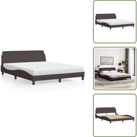 Schlafkomfort - vidaXL Bett mit Matratze "Dover" Dunkelbraun 160x200 cm Stoff - Schaumstoffmatratze (1/5)