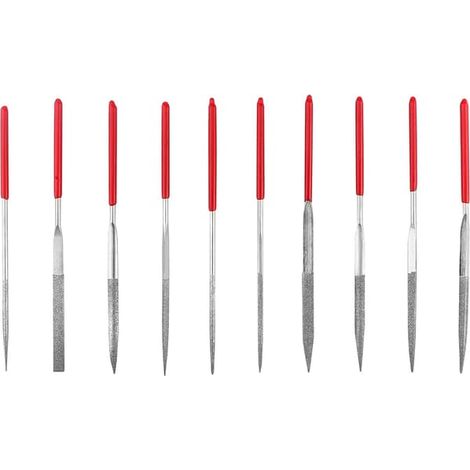 Ecleanfy - Ensemble de 10 limes aiguilles, mini-limes diamantées 3 x 140 mm pour métal, plastique, verre, bois, bijoux et dégrossissage. (1/5)