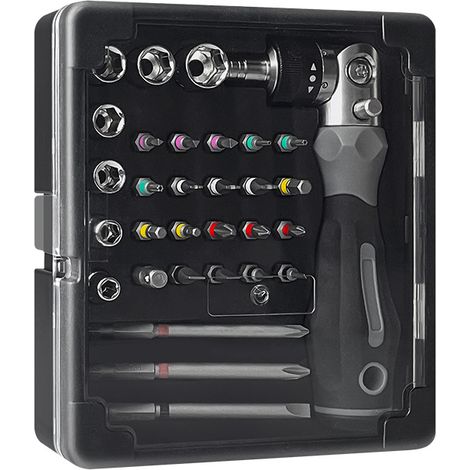 Kit Dévisseuse Cliquet 30 en 1, Douilles Multifonctions, Outils Réparation Précis, Angle Multiple, Manuel Ergonomique-Alovez-WCY