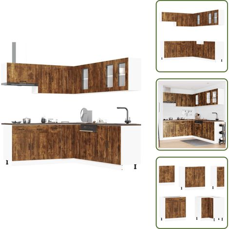11-tlg. Küchenschrank-Set Kalmar Räuchereiche Holzwerkstoff - Küchenschrank-Set - Küchenschrank-Sets - Küchenzeile Einbauküche - Küchenschrank (1/5)