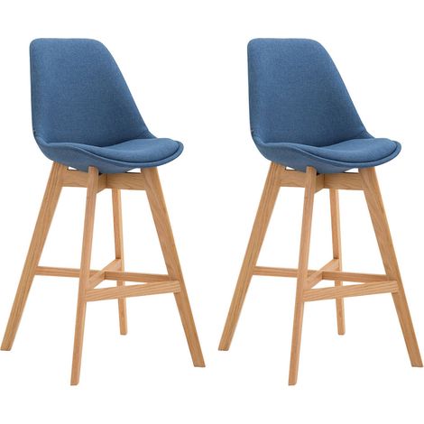 Set di 2 sgabelli bar seggiolone dal design moderno in tessuto blu 100001295