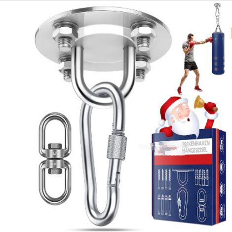 Gancio da soffitto con moschettone, supporto da soffitto in acciaio inox per sacco da boxe fino a 400 kg, gancio da soffitto resistente per appendere sedia, amaca, sacco da boxe ecc.
