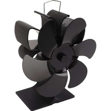 Ventilateur thermique à 6 pales pour poêle et cheminée, haute performance thermique, résistant aux hautes températures, économie d'énergie, noir (1/5)