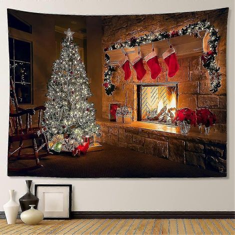 Tapisserie murale Forêt enneigée et serviette de plage de Noël 150 x 130 cm (1/5)