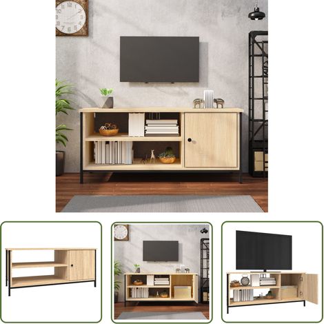 The Living Store Meuble TV chêne sonoma 100x40x45 cm bois d'ingénierie - Meuble Tv - Meuble Téléviseur - Support Tv - Unité Tv - Meubles Salon (1/5)