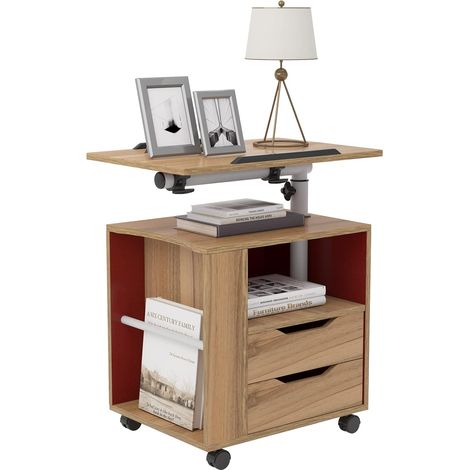 Need – Table de chevet en bois réglable 70-90 cm – Plateau pivotant – Idéale pour lecture et travail – Matériaux résistants aux rayures