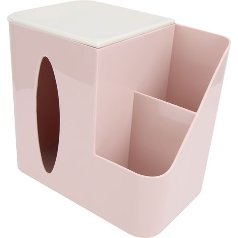 Boîte de rangement multi-compartiments pour télécommandes et mouchoirs en papier pour salon (rose) (1/5)