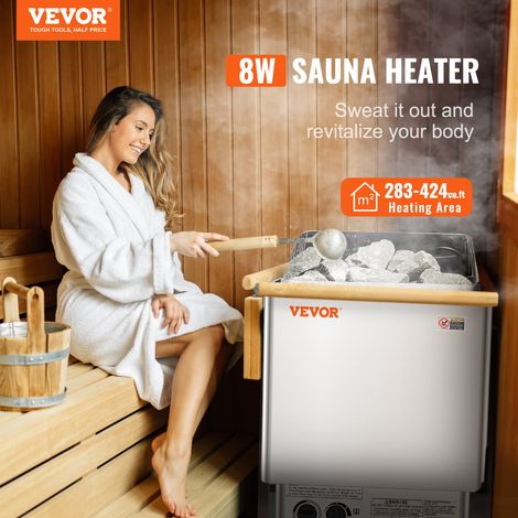 Poêle de Sauna Électrique Portable Inox, 8 kW, 400 V 3 N, avec Minuterie 3 h, Contrôleur Intégré, 110℃ Max, pour Sauna 8-12 m³, Uti… (1/5)