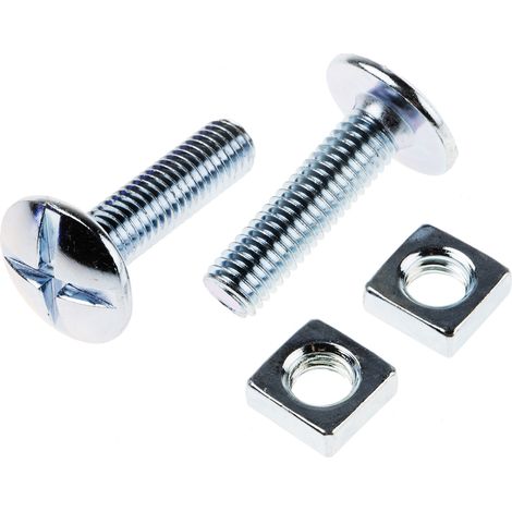 Boulon, Vis à tête plate large + écrou carré, Acier, M8 x 30mm ( Prix pour Boîte de 100 )