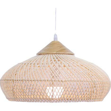 Lámpara colgante, diseño moderno, colocación versátil, 40 cm de diámetro x 19 cm de alto, color beige, bombilla no incluida. (1/2)