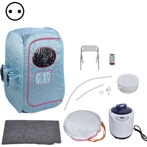 Kit Sauna Vapeur Portable 1000W avec Réglage de Température 1-9 Vitesses pour Soins de Santé, Bleu, Prise UE 220-240V (1/5)
