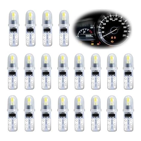 T5 LED Bulbs, 12V White 3014 SMD, Car Dashboard Bulb, LED Night Light Interior Car Lighting, 40LM 0.6W Replacement 2721 286 27 37 PC74 (1/4)