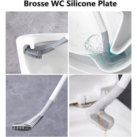 Brosse WC - Tête Triangulaire en Silicone - Manche Long - Pour Nettoyage Profond des Toilettes - 1 Pièce (1/4)