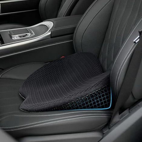 Coussin de siège de voiture avec mousse à mémoire de forme, coussin biseauté ergonomique pour voiture, contre les maux de dos, dessous antidérapant, respirant et housse amovible, rehausseur (1/5)