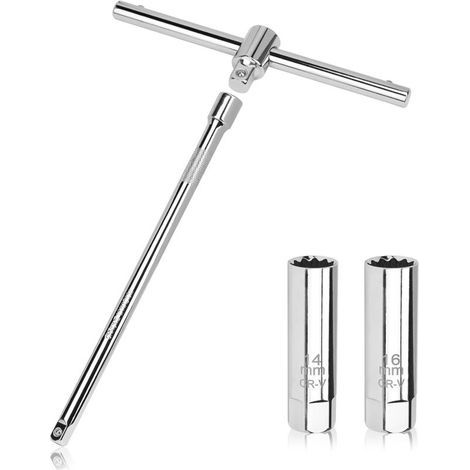 Cle Bougie Prechauffage 14 mm/16 mm Douille Bougie 12 Dents Magnétique 3/8\ (1/5)