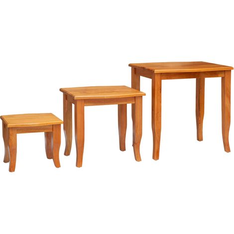 Nestende Beistelltische 3 pcs Natur Massives Mahagoni Holz vidaXL
